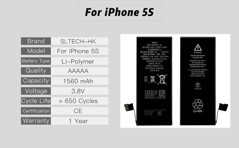 Литиевая батарея для iPhone 5, 5S, 6, 6 S, 7, 8 Plus, сменные батареи, внутренняя батарея для телефона, 2060 мА/ч, 2265 мА/ч+ Инструменты для ремонта
