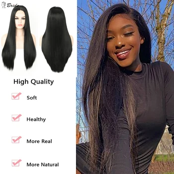 

BRIDE Synthetic Black Wigs Straight False Hair Extension Wigs Natural Lace Front Fiber Hair Cosplay Wig For Black Women