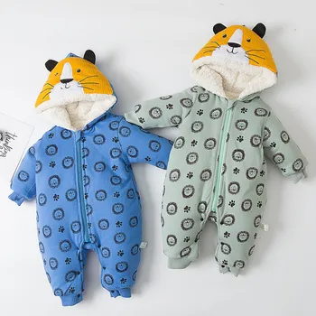 

2019 Autumn Winter New Born Baby Clothes Unisex Halloween Cartoon Clothes Romper Kids Zip Thick Snowsuit Costume Hooded Jumpsuit