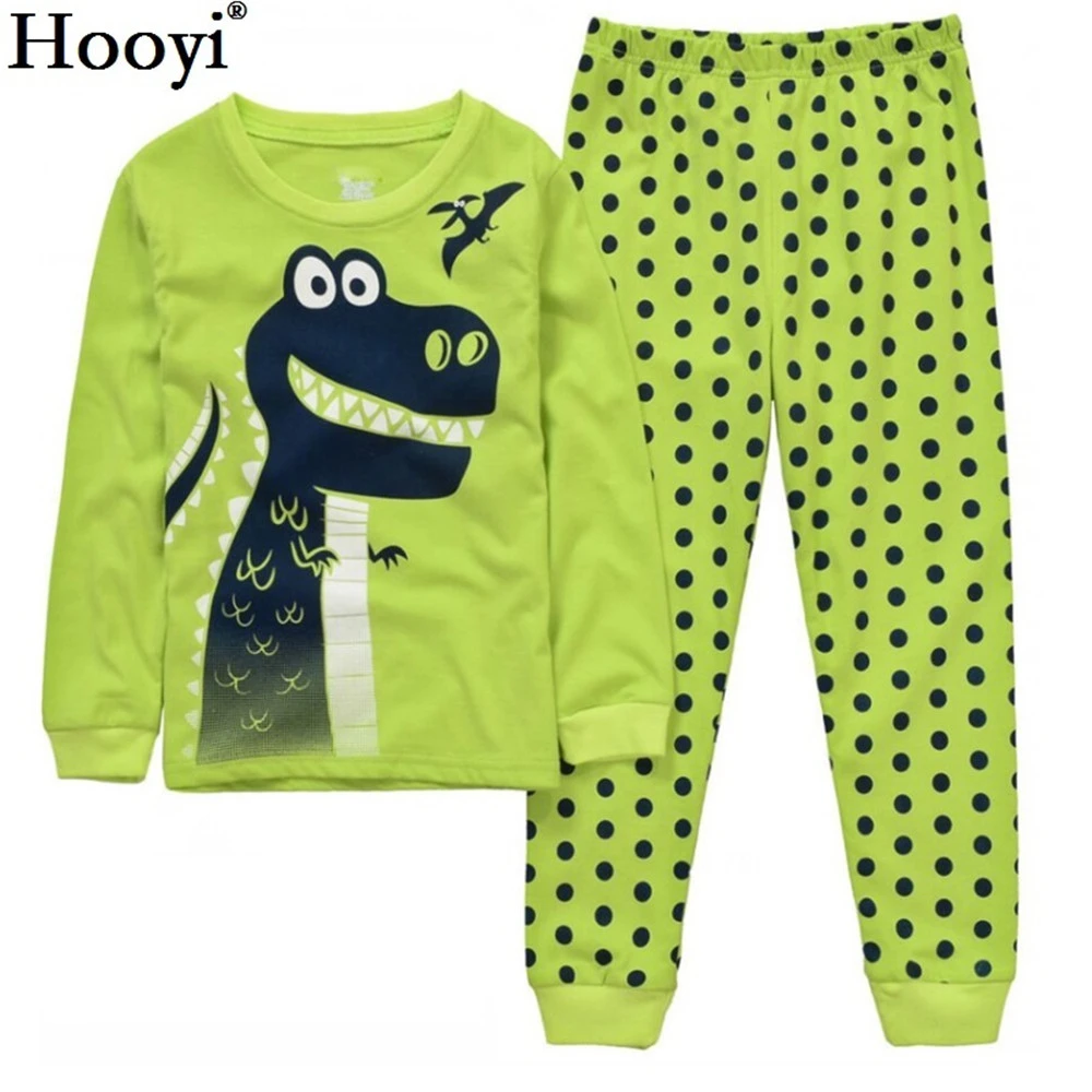 Dino Boys Sleepwear Suits 100% Cotton Long Children Clothes Sets Motor T-Shirts Pants 2-Pieces Sets Kid Pyjamas 2 3 4 5 6 7 Year pajama sets cheap