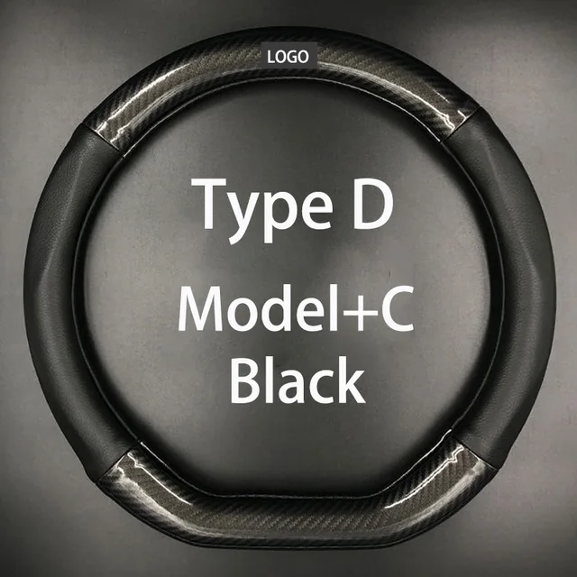 Carbon Fiber Cow Leather Car Steering Wheel Cover Accessories Fit Mercedes Benz ClassA W176 W169 B W245 C W205 W204 W203 C300 TypeD Model C Black