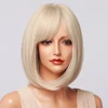 HENRY MARGU Platinum Blonde Wigs Cosplay Party Daily Wigs Short Straight Bob Synthetic Wigs with Bangs for Women Heat Resistant ► Photo 2/6