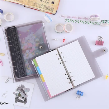 Cuaderno de hojas sueltas de PVC Kawaii, A5/A6, cuaderno de mano de arcoíris, espiral transparente DIY, Agenda 2021, planificador de diarios