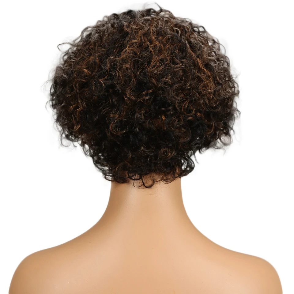 Дебютные короткие парики из человеческих волос для женщин парик натуральный цвет машина сделал парик бразильские волосы не-Реми афро кудрявые волосы парики продажи