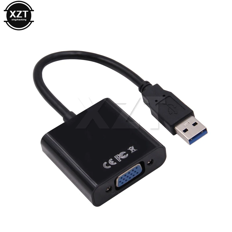 Черный USB 3,0 к VGA Кабель-адаптер внешняя графическая карта видео мульти-дисплей HD 1080P конвертер для ПК монитор для ноутбука HDTV Windows 7 8 - Цвет: Черный