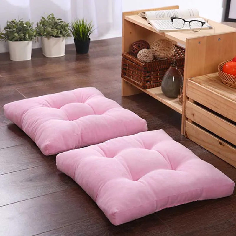 Квадратная японская Подушка Cattail Hassock подушка для сиденья копчик ортопедическая Прокладка Подушка для спинки стула круглый утолщенный Коврик для пола Pouf Futon - Цвет: pink