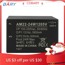 

AM22-24W2405V AC-DC 24W Dual-Output Buck Power Supply Module 12V 5V 85-264VAC/100-370VDC 800mA 500mA For MCU Security Alarm
