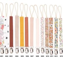 Attache tétine en coton et en lin pour bébé, avec chaîne, porte tétine, écologique