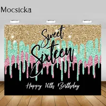 

Mocsicka Sweet Sixteen Photography Backdrops Happy 16th Birthday Girl Photo Background Decoration Photocall Photo Studio Props