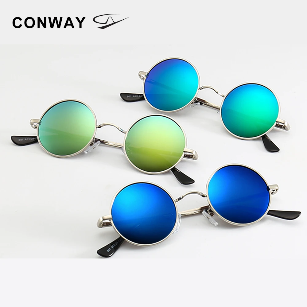 CONWAY John Lennon солнцезащитные очки круглые для мужчин и женщин ретро стимпанк Солнцезащитные очки маленький круг отражающий зеркальный стикер линзы стиль 60