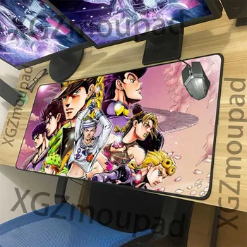 

XGZ Classic Japanese Anime Pink Custom Large Mouse Pad Black Lock Edge JoJo's Bizarre Adventure Computer Desk Mat Non-slip Xxl