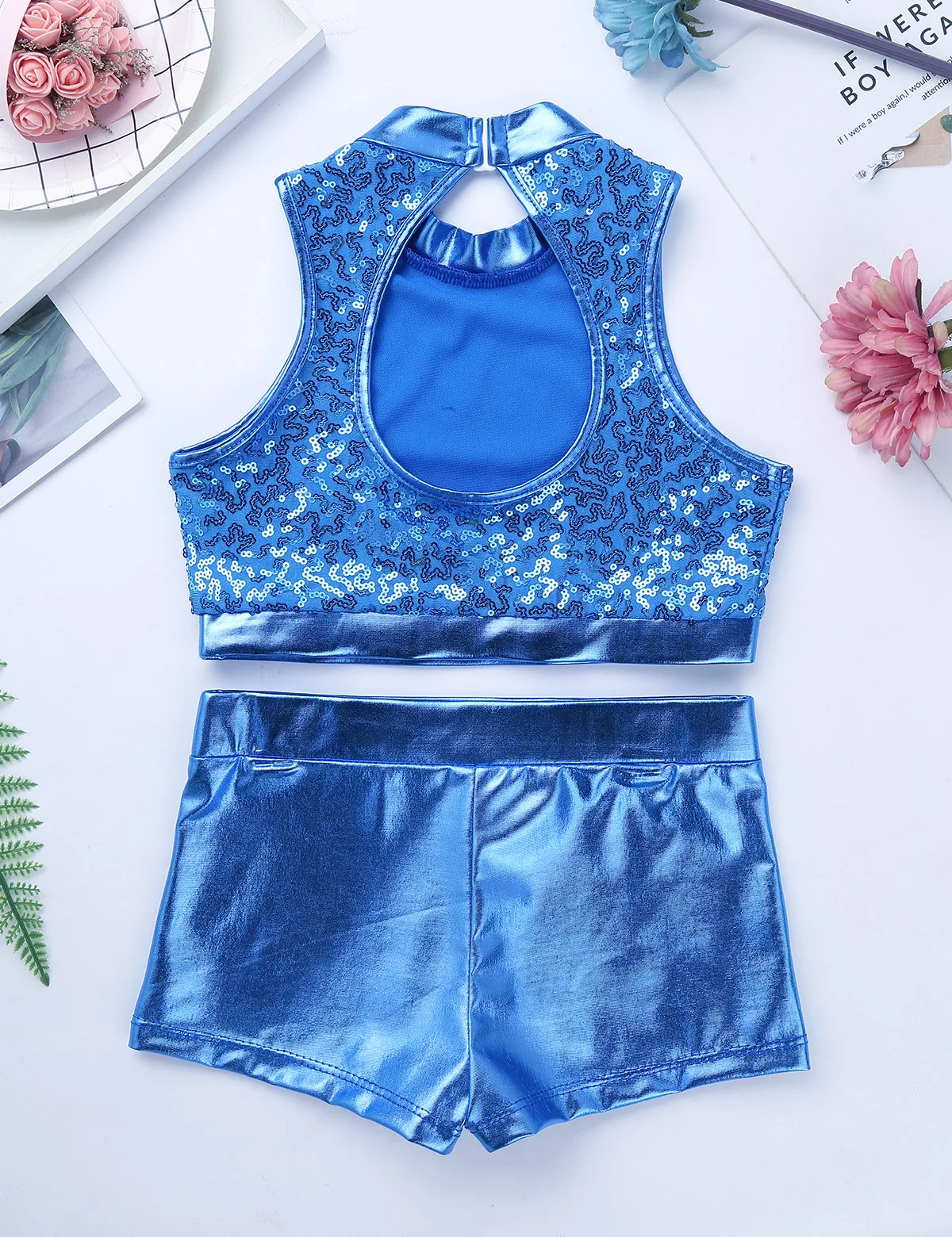 Sequins Kids Girls Jazz Dance Costumes Ballet Gymnastics Leotard Shorts Set for Birthday Gift Ballet Class Performance Clothes Sequins Kids Girls Jazz Dance Costumes Ballet Gymnastics Leotard Shorts Set for Birthday Gift Ballet Class Performance Clothes