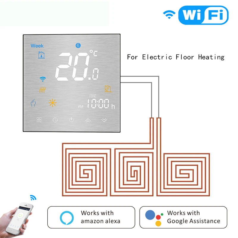 Wi-Fi умный термостат программируемый контроллер температуры для электрического напольного отопления Wi-Fi функция работает Alexa Google IFTTT