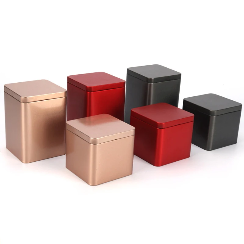 

Xin Jia Yi Packaging Food Grade Tin Can Black Metal Square Boxe Aluminum Tea Tin Box