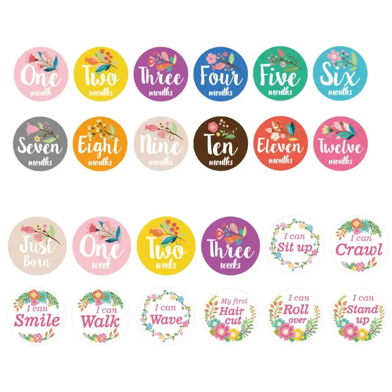 First Year Baby Monthly Milestone Photo Sharing Baby Belly Stickers Birth to 12 Months and 8 Bonus Achievement Stickers E65D