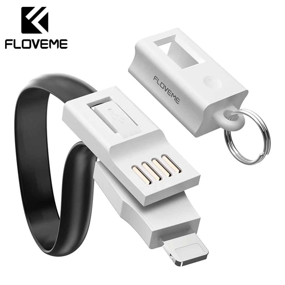 

FLOVEME Portable USB Cable For iPhone Lighting Charger Powerbank Cable KeyChain Multi-Function Accessory Charging Sync Data Cord
