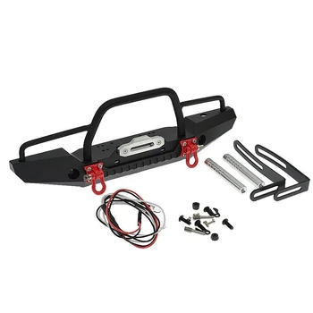 

1/10 Front Bumper Bull Bar with LED Headlights Winch Mount Seat for TRAXXAS TRX-4 TRX4 AXIAL SCX10 RC Rock Crawler