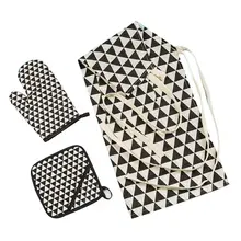 Кухонные перчатки для СВЧ выпечки Прихватки для готовки в духовке фартук Настольный коврик 4 шт. набор 72XF