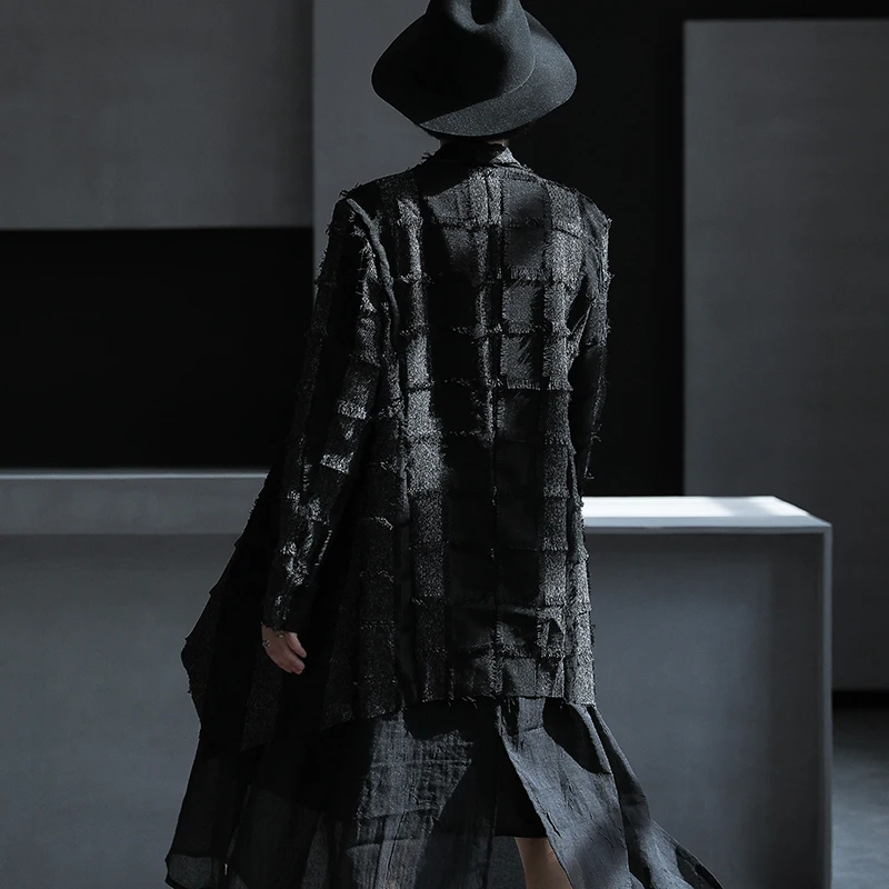 astounding  [EAM] Loose Fit Black Tassel Split Big Size Jacket New V-collar Long Sleeve Women Coat Fashion Tide