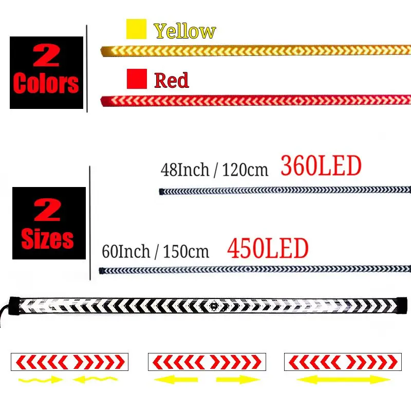 48/60 дюймов Светодиодные ленты пикап DRL светодиодный свет бар желтый/красный свет IP67 Водонепроницаемый Грузовик багажника сигнал поворота фара led фонарь стоп-сигнала