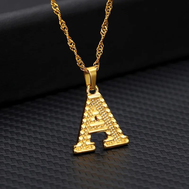 Крошечное золотое ожерелье с надписью для женщин из нержавеющей стали, A-Z ожерелье с подвеской в виде алфавита, ювелирные изделия, рождественские подарки, бижутерия для женщин - Окраска металла: A