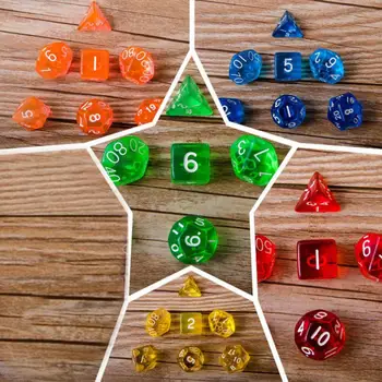 

7Pcs Gem Transparent Dice RPG Games Party KTV For Families Kids Adults