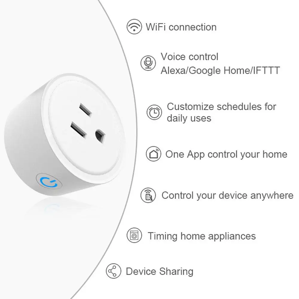 Teekar DS-169 стандарт США 10A Смарт Wi-Fi розетка Tuya Smart Life APP пульт дистанционного управления работает с Alexa Google Home