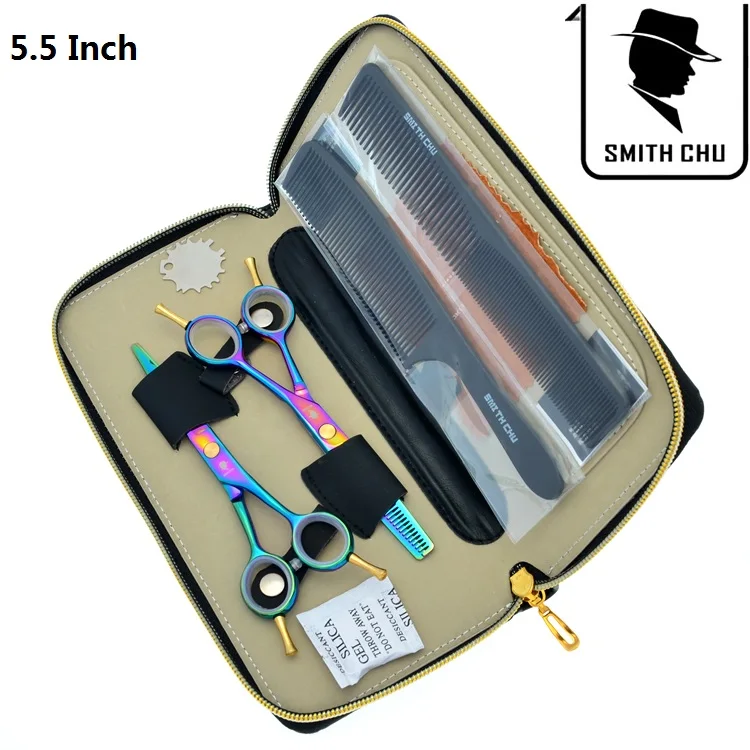 6," Smith Chu Япония 440c стальные ножницы для волос Профессиональные Парикмахерские ножницы для резки Парикмахерская Филировочная машинка для стрижки LZS0009 - Цвет: LZS0063 55 with Bag