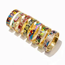 7 цветов женский браслет в винтажном стиле Широкий эмалевый браслет Мути цвет эмалевый браслет