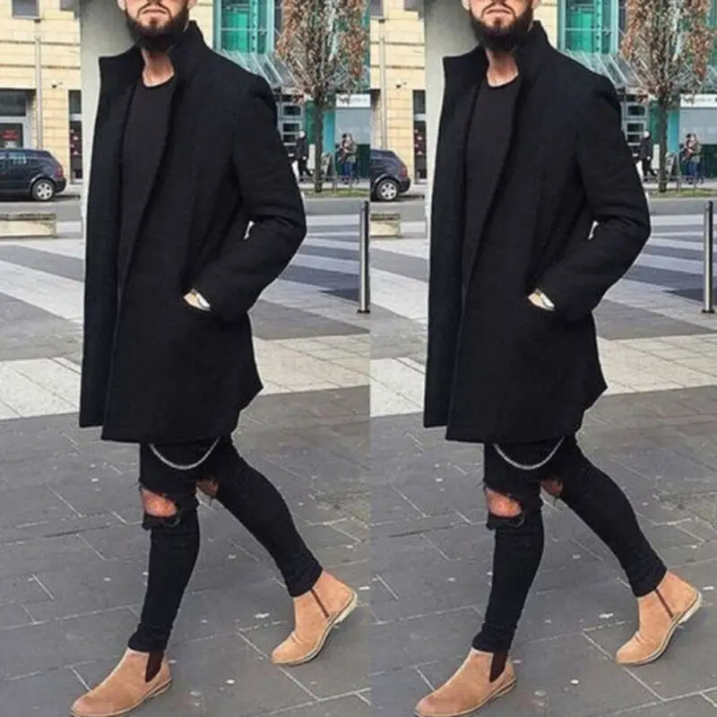 NEW Autumn Winter Men Casual Coat Thicken Woolen Trench Coat Business Male Solid Classic Overcoat Medium Long Jackets Tops NEW Autumn Winter Men Casual Coat Thicken Woolen Trench Coat Business Male Solid Classic Overcoat Medium Long Jackets Tops