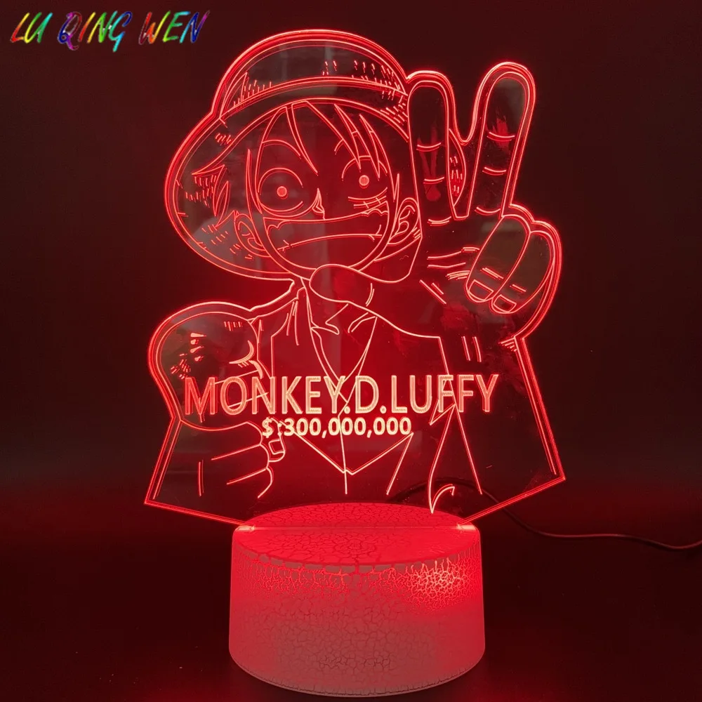 3d светодиодный ночник светильник одна штука обезьяна д Луффи рисунок декор для
