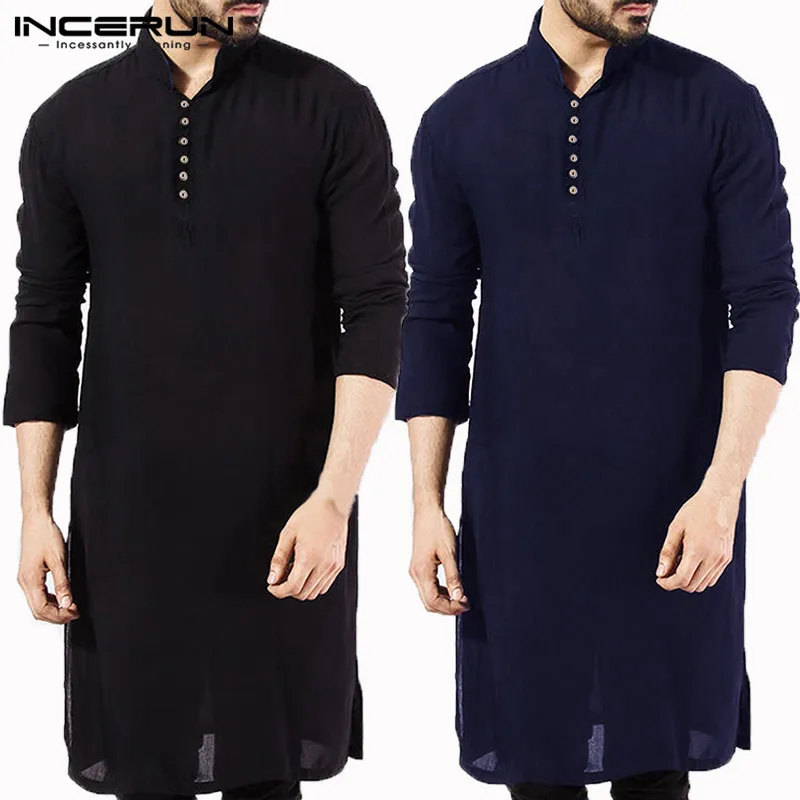Stylish Male Men Shirt Long Sleeve Mandarin Dress Islamic Chemise Robe Muslim Indian Clothes Hombre Camisas Nepal Stylish Male Men Shirt Long Sleeve Mandarin Dress Islamic Chemise Robe Muslim Indian Clothes Hombre Camisas Nepal