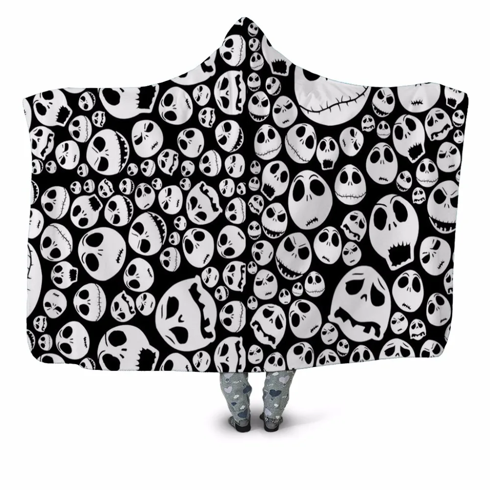 Smile-Skull-3d-Printed-Plush-Home-Office-Textile-Hooded-Blanket-For-Adult-Child-Washable-Warm-Sofa