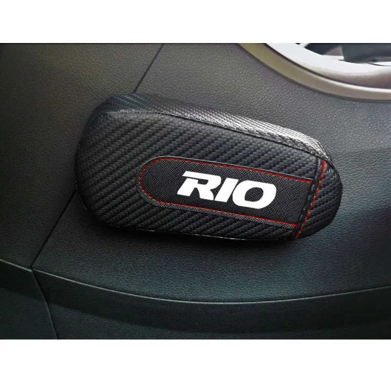 Для Kia Rio, 1 шт., углеродное волокно, кожа, авто подушка для ног, наколенник, Автомобильный Дверной рычаг, накладка, автомобильные аксессуары, защита для автомобиля