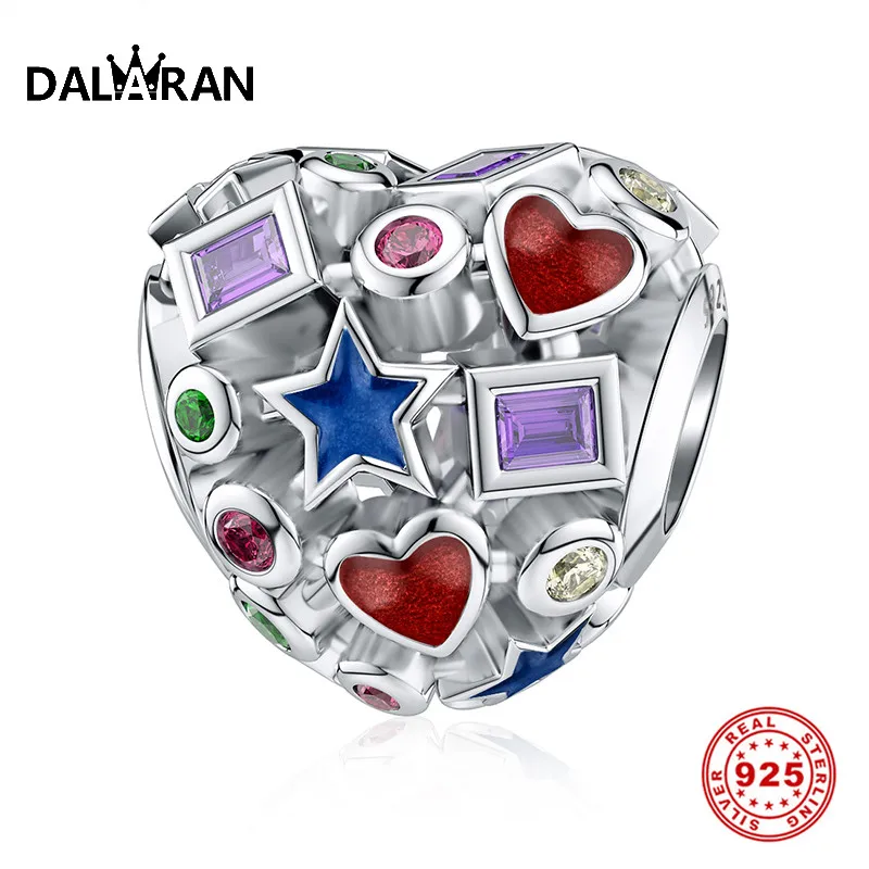 DALARAN heart подвеска Стерлинговое Серебро 925 Красочные ажурные бусины для