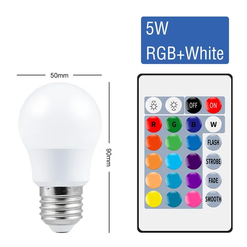 DuuToo-RGB 전구 E27 LED 색 변경 램프 RGBW 스마트 전구, 5W 10W 15W IR 원격 제어 밝기 조절 크리스마스 조명 7