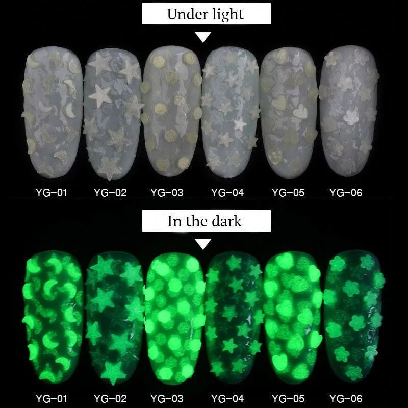 

Luminous Nail Art Glitter Sequins Moon Star Shape Glow In The Dark Flake Fluorescent Nail Art Tips Decoration Manicure