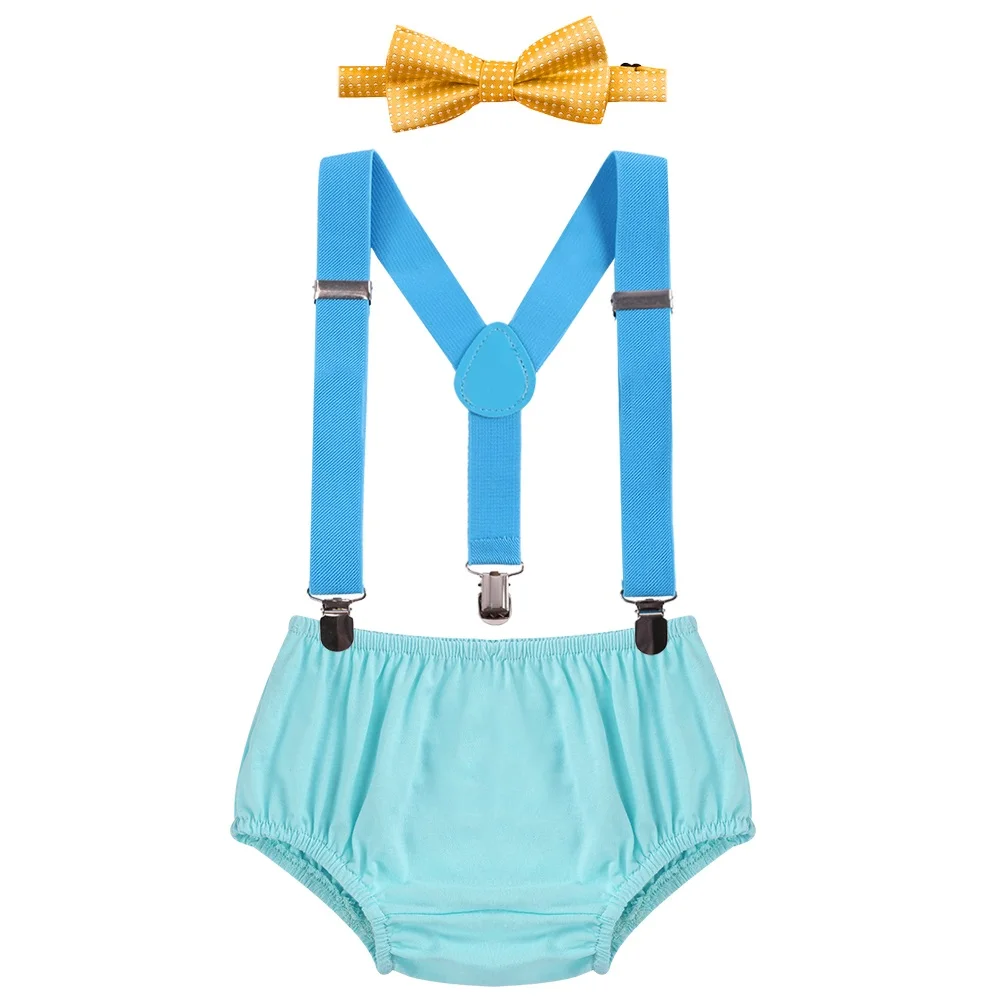 Light Blue Костюм для Cake Smash, унисекс, детская одежда для дня рождения; одежда для изящных детских штанов для мальчиков наряд с подтяжками для маленьких девочек на день рождения одежда для малышей Подставки для фотографий - Цвет: Light Blue