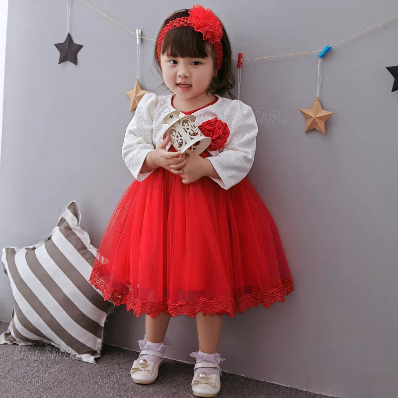 

Baby Girls Red Formal Dress Set BABY'S FIRST Month Baptism a Year of Age Infant Lace Princess Dress Wedding Dress Girls Dress
