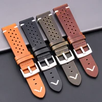 Bracelet de montre respirant en cuir de vache fait à la main 18 20 22 24mm hommes femmes 4 couleurs cire d'huile bracelet en cuir véritable accessoires de bracelet de montre 2