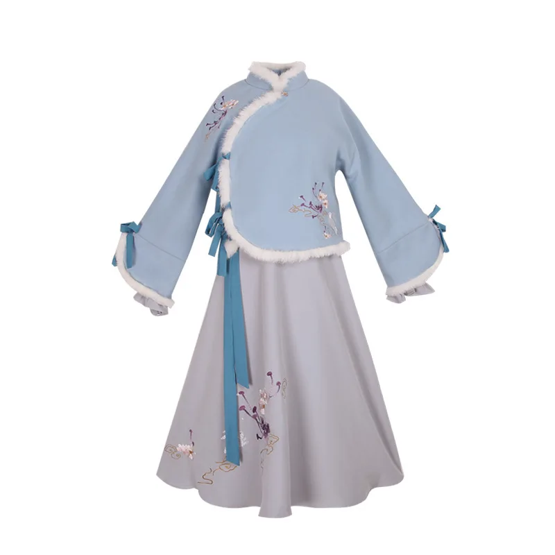 Вышивка танцевальные костюмы Hanfu для женщин дамы зимнее платье феи певцы представление одежда Народный фестивальный рейв наряд DC3432