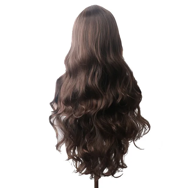 WoodFestival Wavy Synthetic Hair Wig Cosplay Ladies Colored Long Wigs For Women White Pink Red Dark Brown Green Blue Grey Ombre Light Brown