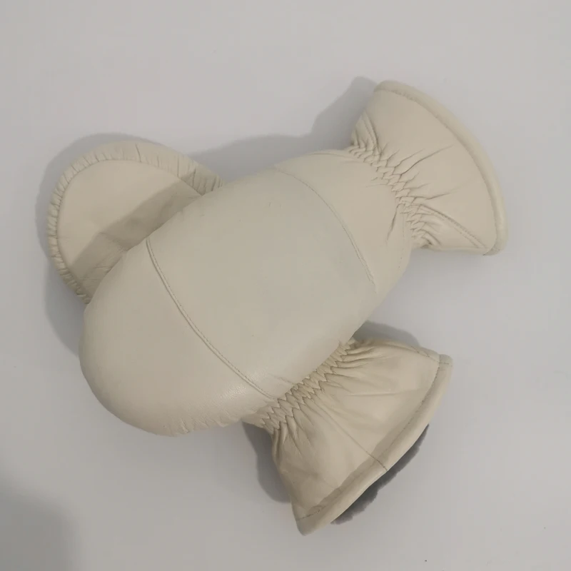 Frau Leder handschuhe Schaffell Boxen Handschuhe Biegen Outdoor Verdicken Warme Winter Handschuhe Doppel Warme Sport handschuhe Übergroßen größe – Detail 5