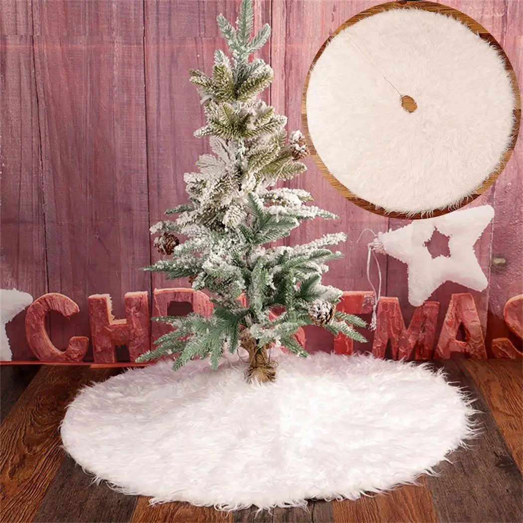 

Christmas Tree Skirt Floor Mat Cover Soft Plush Party Home 78cm/30.7inch White Round Decor Supplies