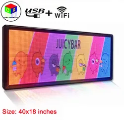 Letreiro led colorido p6 de 40 "x 18", placa de vídeo com rolagem, tela de led para exibição de texto, área externa