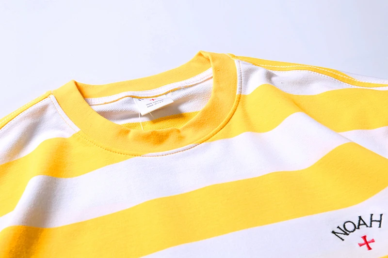 NOAH простая футболка с длинными рукавами и круглым вырезом высокого качества для мужчин и женщин 1:1 футболка Noah белая желтая стеганая полосатая хлопковая футболка