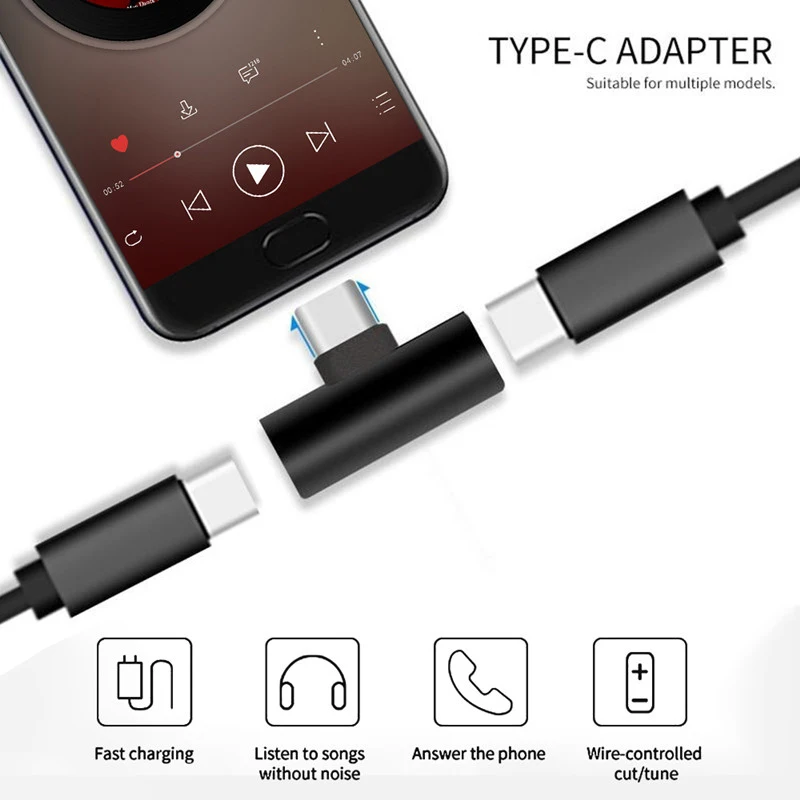 Двойной адаптер Type C для Huawei P30 Mate 20 30 Pro lite Oneplus 7 7t pro USBC 3 5 мм Aux сплиттер Tupe c AUX