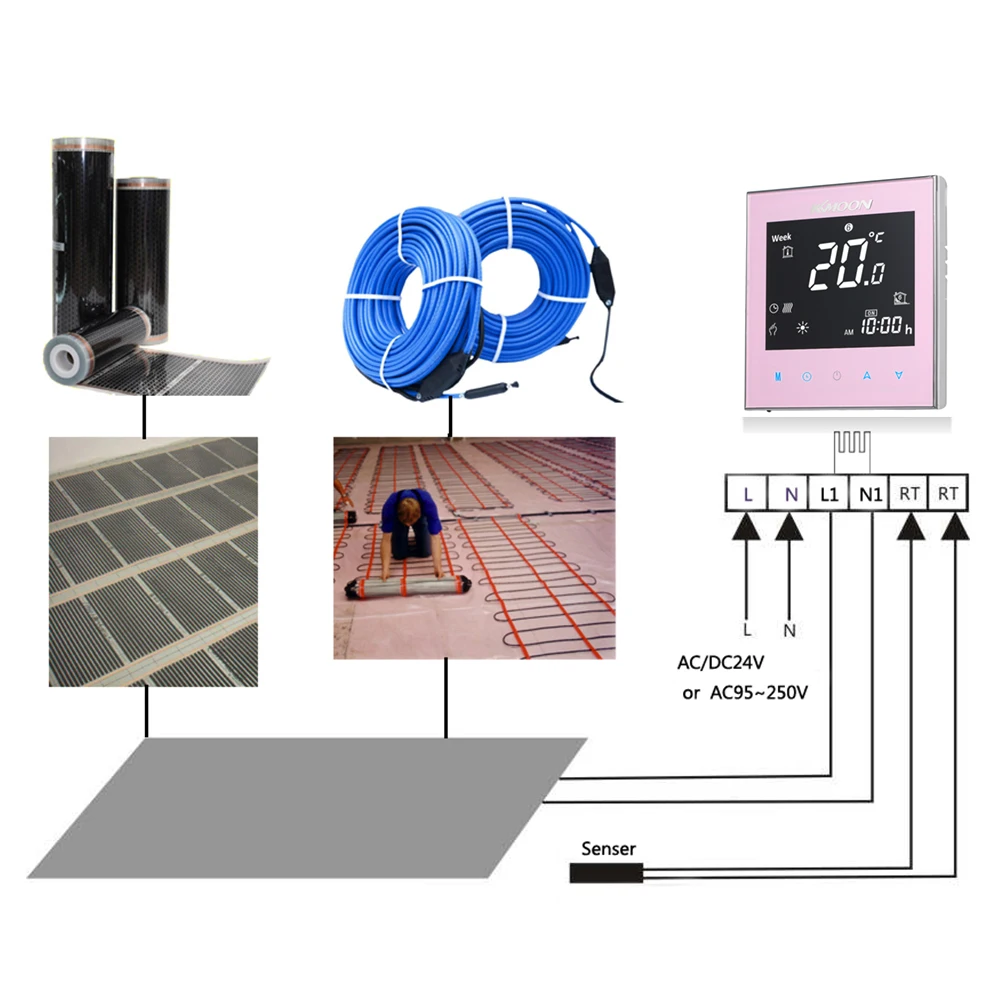 KKmoon цифровой термостат для подогрева полов для электрической системы отопления напольный датчик воздуха WiFi домашний комнатный регулятор температуры