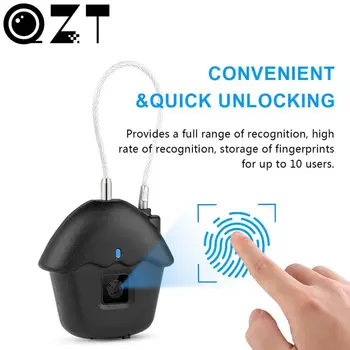 

Security Keyless Rechargeable Intelligent Fingerprint Lock USB Smart Waterproof Rope Anti-theft Portable Padlock For Bags Home