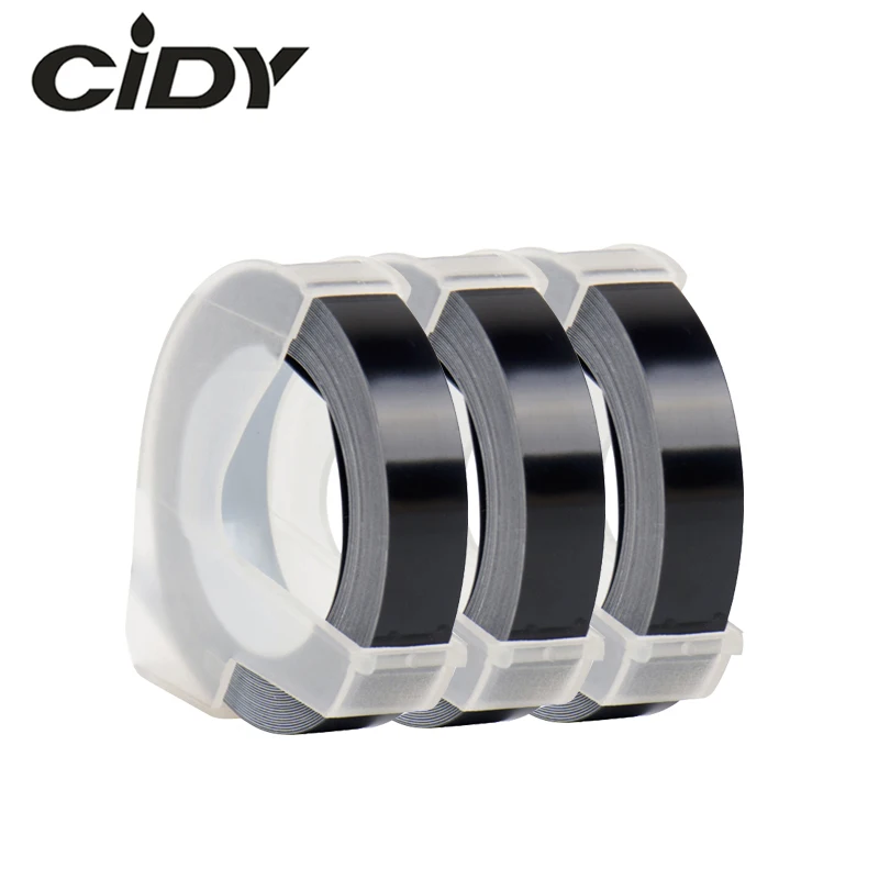 CIDY 3 рулона 9 мм 12 6 Dymo 3D пластиковые черные цветные тисненые ленты для Тиснения